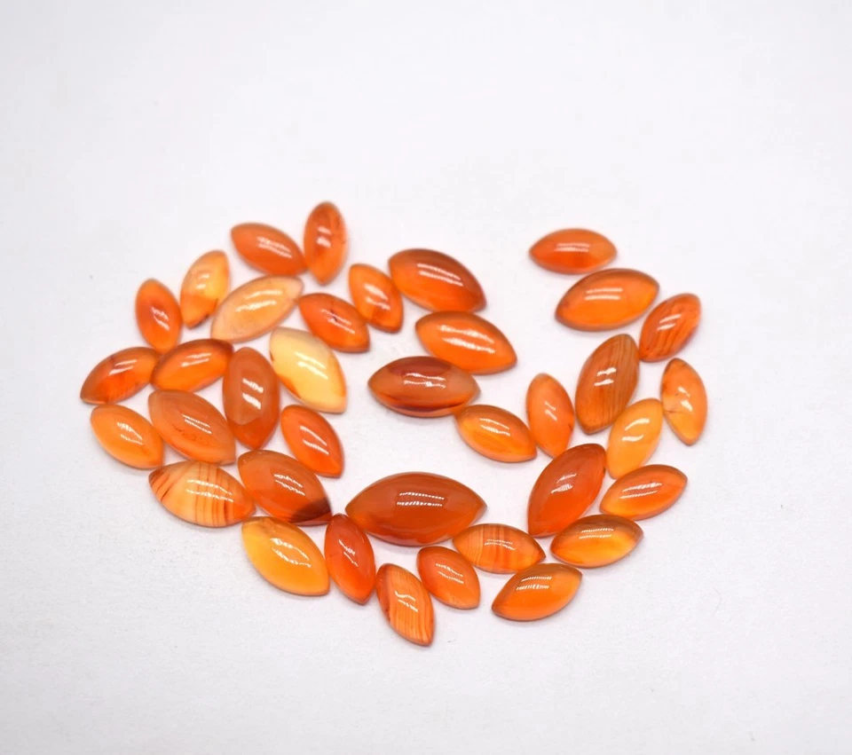 Natural Carnelian Marquise Cabochon Gemstone 8X4 mm To 12X6 mm Light Shade - Image 2 of 4