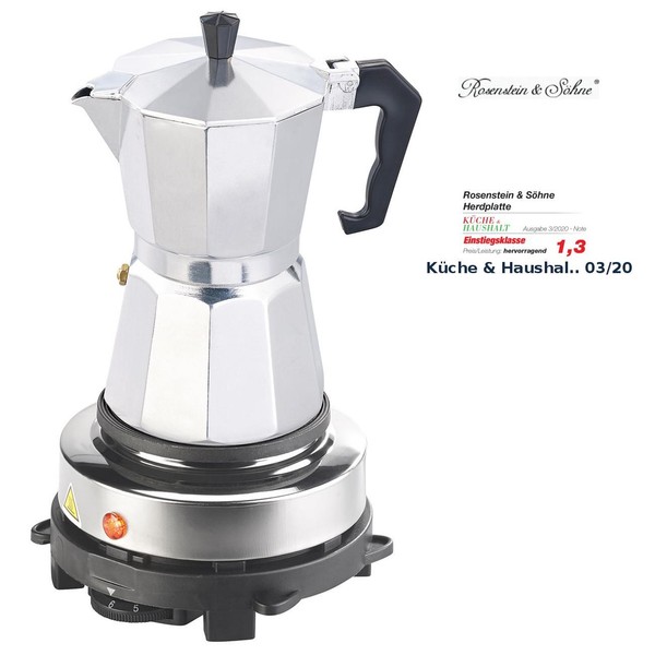Elektrische Mini-Einzel-Kochplatte & Espresso-Kocher, 500 W, 6 Tassen-image