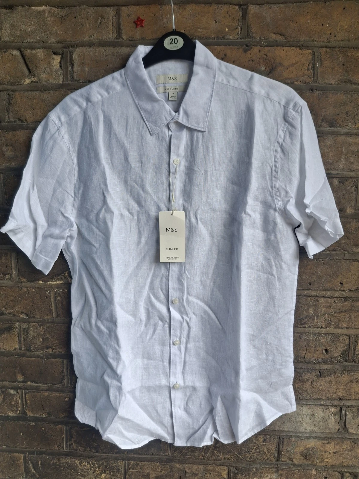 New M&S Collection White Pure Linen Slim Fit Short Sleeve Shirt Size Medium
Opens in a new window or