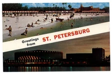 St Petersburg Florida Vinoy Hotel spa beach Bayfront Center unused postcard