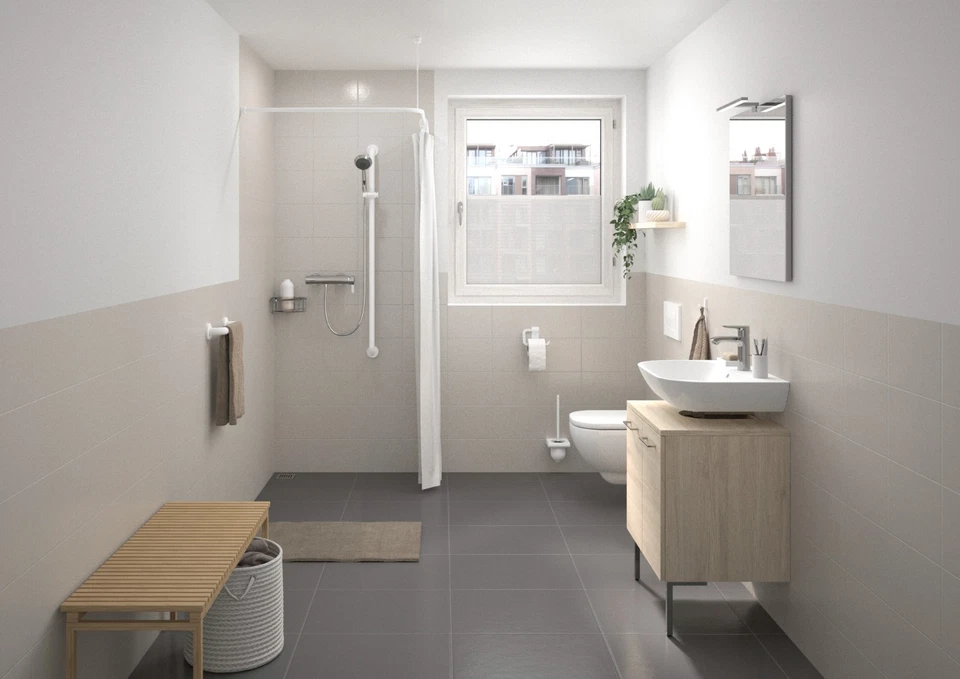 Haltegriff Bad WC 300–600mm NORMBAU Edelstahl Weiß barrierefrei Wandgriff Dusche - Bild 3 von 3