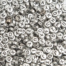 Luyoaozy 1000pcs Silvery Letter Beads for Bracelets, 7Mm X 4Mm, 4x7mm silver
