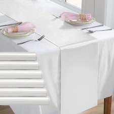 6 Pack White Table Runners 12 x 108 Inch Rectangular Smooth Satin Silk Table ...