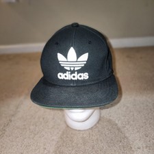 Adidas Hat Cap Snap Back Black Trefoil Originals Embroidered Flat Brim Mens