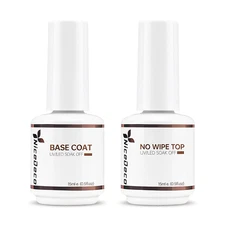 Hema Free No Wipe Gel Top Coat and Base Coat Set 2 Pcs 15Ml Low Odor Cruelty Fre