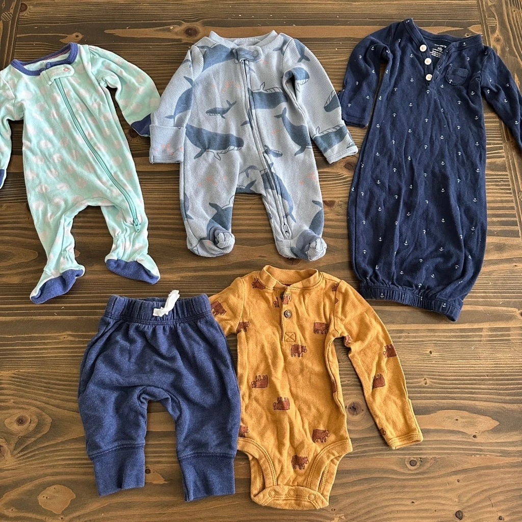 Newborn Baby Clothing Bundle Whales Sleep Sack Footies Carter’s 6 Piece