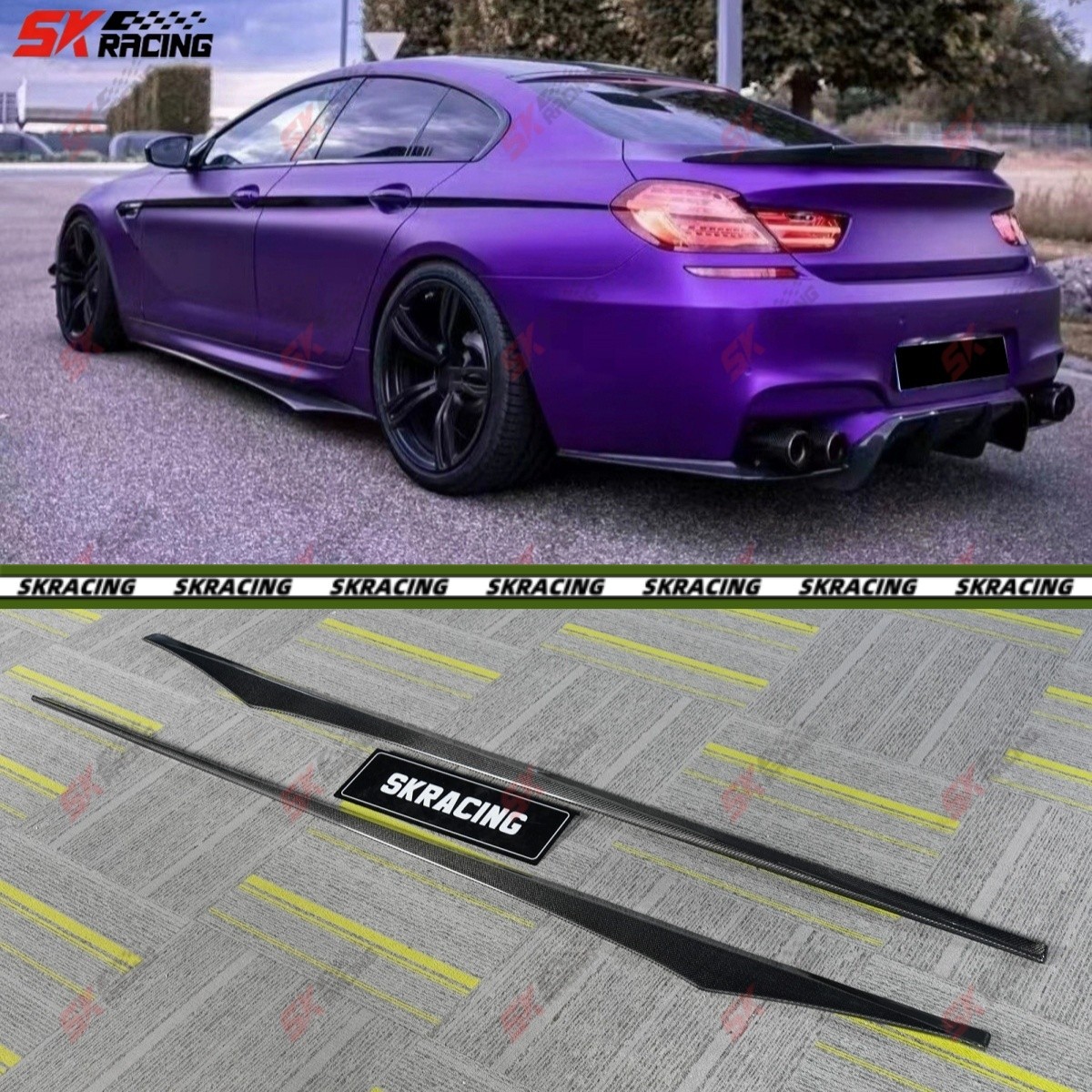 Forged/Carbon Fiber/Gloss Black Side Skirts Lip Spoiler Kit For BMW M6 2012-2019