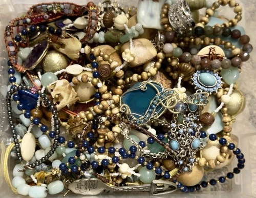 Huge 3lbs Vintage To Modern Earthy Costume Fashion Jewelry Lot For Wear & Resale