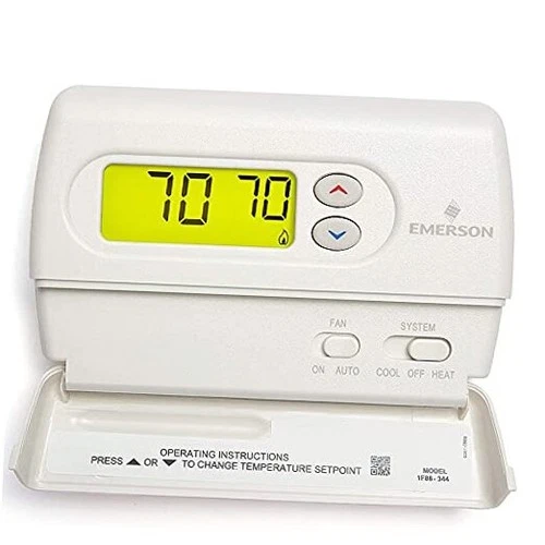 Emerson 1F86-344 Non-Programmable Thermostat for Single-Stage Systems, White