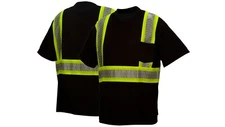 Pyramex Black Hi Vis Shirt Clas 1 Reflective Safety Short Sleeve HIGH VISIBILITY
