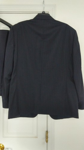 Andrew Fezza Mens Suit (42 SH) and Pant (W 36 SH) Combo Wool Black Striped - Picture 8 of 16