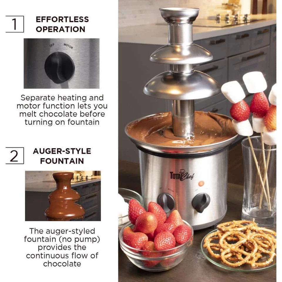Koolatron Electric Chocolate Fondue Machine 3-Tier Fountain 1.5 lbs Capacity - Image 2 of 4