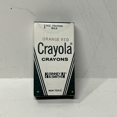 Retired Crayola Crayon Orange-Red 12 Ct Box Unused Binney & Smith Made In USA