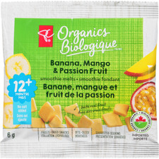 4-Pack PC Organics Freeze-Dried Snacks Banana, Mango  Passion Fruit 12 Months
