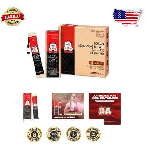 Everytime Ginseng Extract 3000mg - Natural Stamina Support, 30 Convenient Sticks