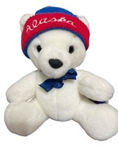 Dakin 1983 White Bear plush Made Exclusive For Arctic Circle Knit Hat Alaska