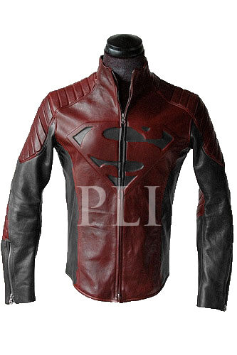 NEW SUPERMAN MAN OF STEEL SMALLVILLE BLACK AND RED LEATHER S SHIELD JACKET- BNWT - Picture 1 of 4