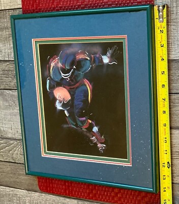 TERRY ROSE ''FOOTBALL PLAYER'' COLOR POSTER FRAMED ART 12 x14 