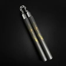 Martial Arts Foam Dragon Design Nunchucks With Metal Chain (Black)