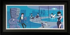 SHAG Josh Agle "An Extraordinary Evening" FRAMED Signed Serigraph Art Print COA