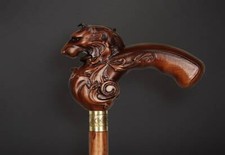 LION Exclusive Walking Stick Wooden Handle Walking Carved
