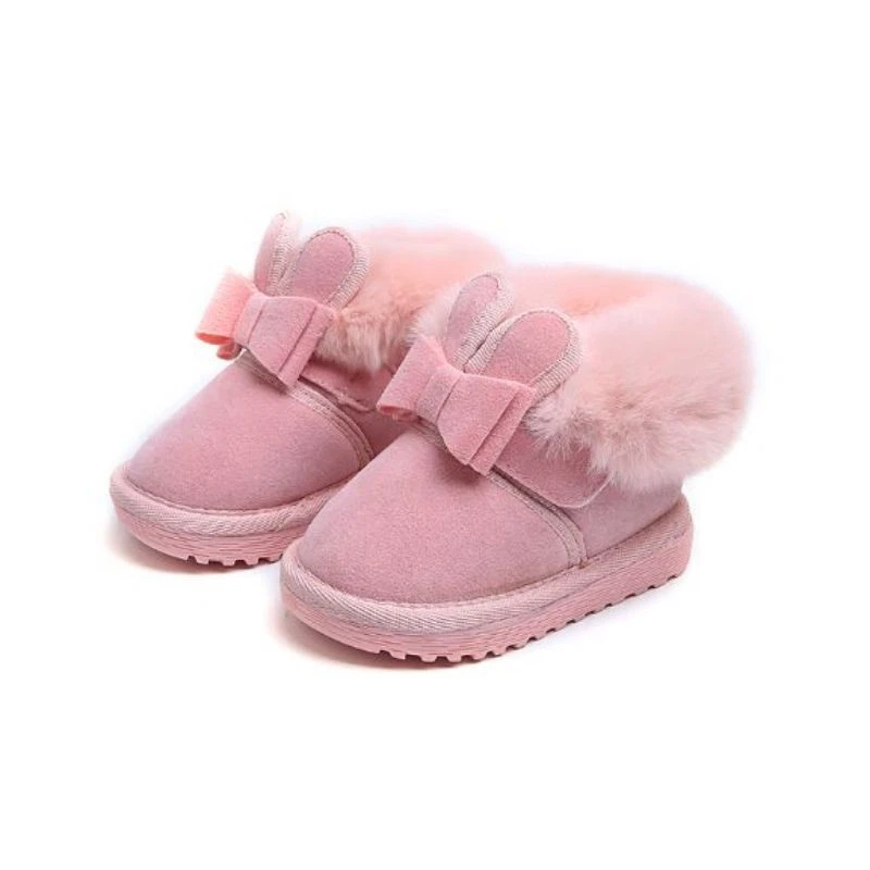 Girls Kids Toddler Gift Garden Soft Shoes Baby Comfy Fur Lined Flat Snow Boots - Image 2 of 4