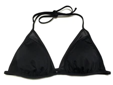 Shade & Shore Women's Size M (8-10) Black Mesh Trim Triangle Tie Back Bikini Top