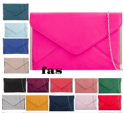Damen Wildleder Samt Leder Clutch Tasche schmaler Umschlag Abschlussball Party Abend Handtasche