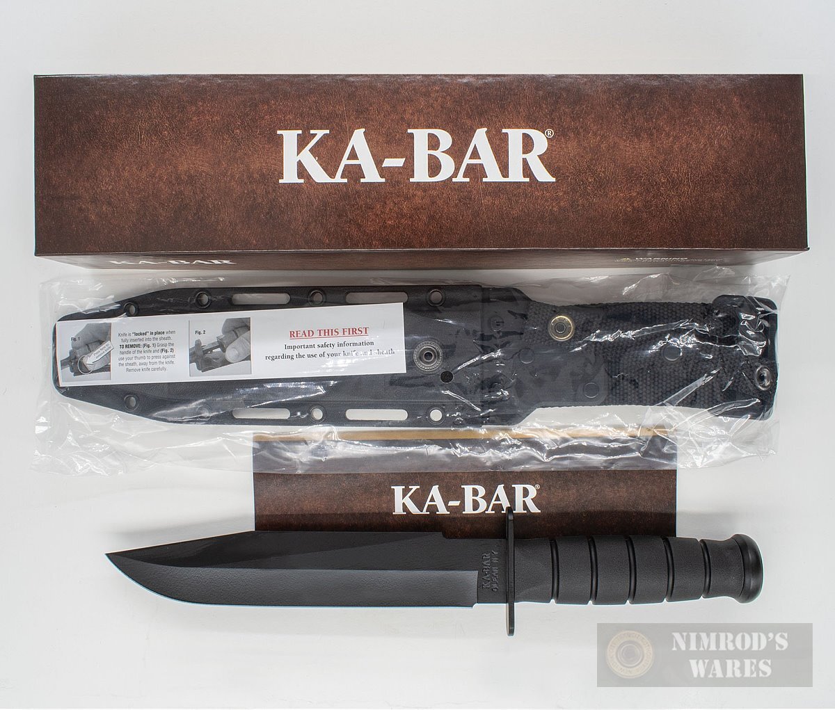 Ka-Bar FIGHTER KNIFE Straight Edge 8" 1095 Cro-Van + SHEATH 1269 FAST SHIP
