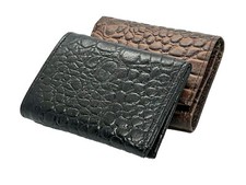 Genuine Leather Croc Print Men's Trifold Wallet Credit Card Holder