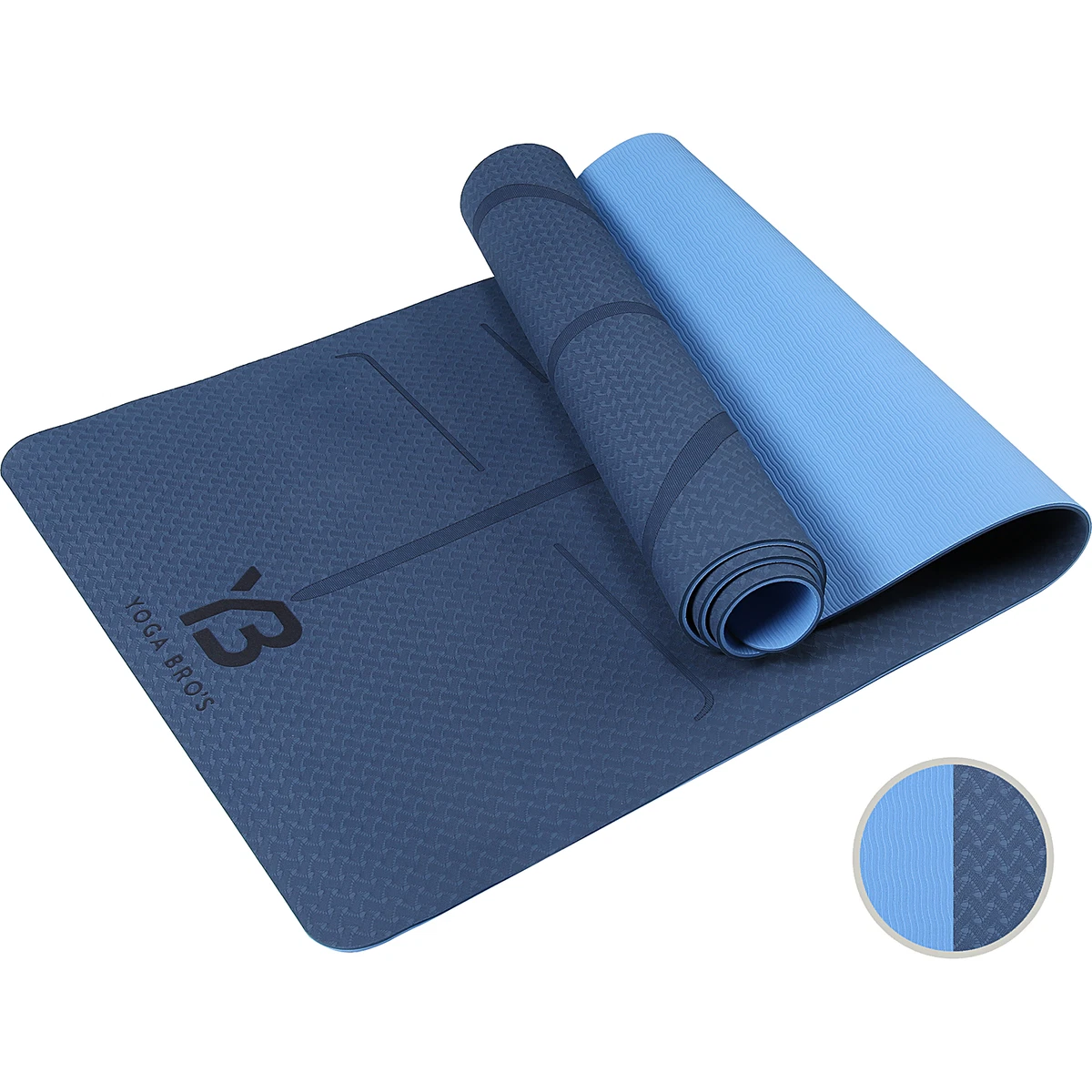 Yoga Bro's Blue Yoga Mat, Alignment Lines , Optimal Grip, Non-Slip 61 x  183cm