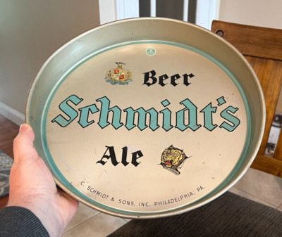 VINTAGE 1930'S SCHMIDT'S TIGER HEAD ALE - BEER 13'' METAL TRAY SCHMIDT PHILA PA