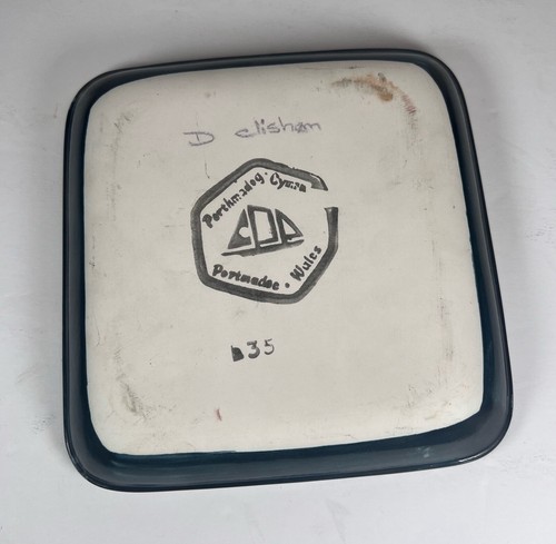 Vintage Wales Welsh Blue Glaze Plate Signed 6” Porthmadog Ceramic Pottery - Picture 6 of 7