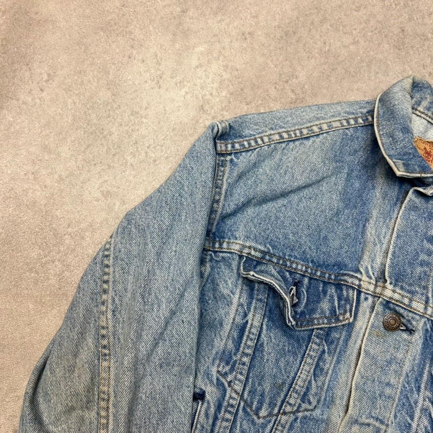 Levis Jeans Denim Jacket Kids Medium Y2K Bomber Trucker Coat, Blue image 7