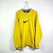 Nike Sweater Gr.L Herren Gelb Schwarz Vintage Bestickt Logo 90er 90s y2k Retro