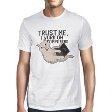 1Tee Mens Cat trust me I work on computers T-Shirt