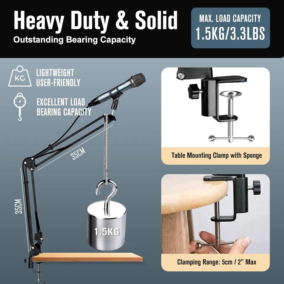 Mikrofonarmständer Schraubadapter, Pop-Filter, Mikrofonclip,Stoßdämpferhalterung - Bild 3 von 4