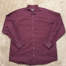 Eddie Bauer Shirt Mens Large Tall Red Plaid Long Sleeve Button Up Relaxed Fit