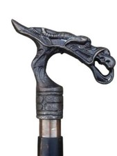 Vintage Solid Brass Dragon Designer Head Handle Black Wooden Walking Stick Cane
