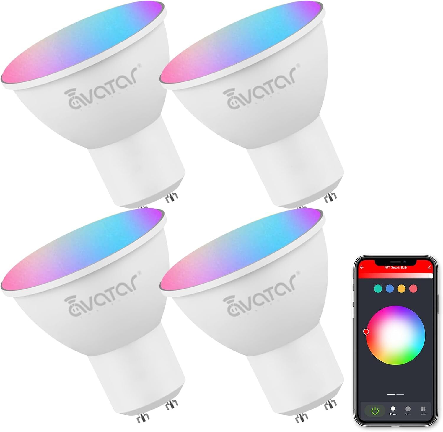 GU10 Smart Bulb 4 Pack, RGBCW Color Changing Alexa LED Light Bulbs 5W 4 Pack-image
