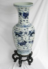 Giant Antique Chinese Blue and White Porcelain Pottery Vase STUNNING, RARE