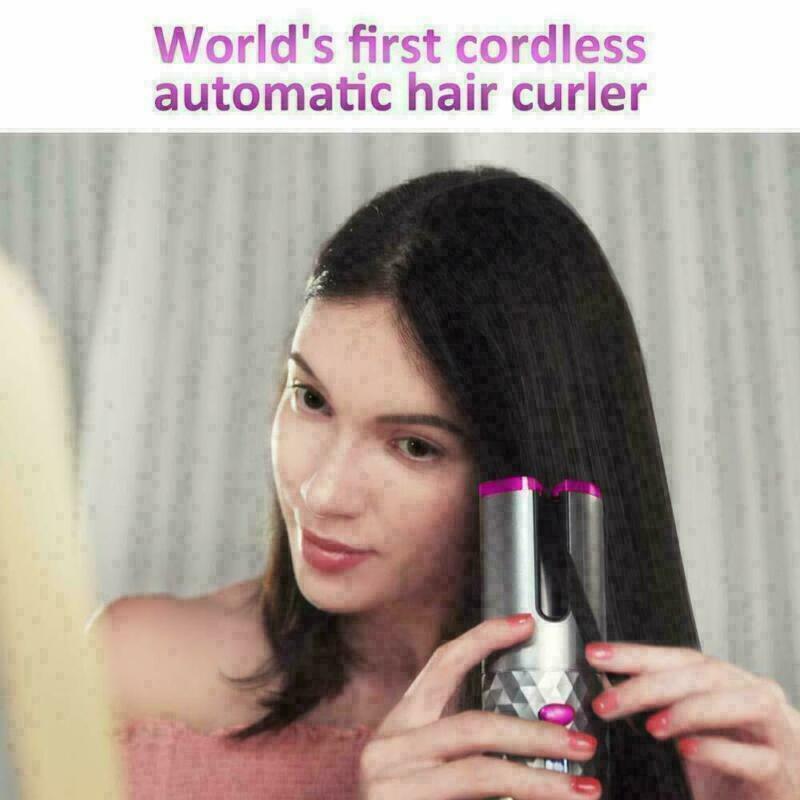 LCD Automatic Hair Curlers Wireless Ceramic Curling Cordless Rotating Tongs USB eBay
