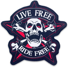 Skull Cross Bone Live Free Ride Free Center Back Patch for Biker Vest