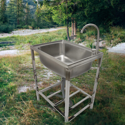 Edelstahl Camping-Spüle mit Wasserhahn und Abflussrohr Outdoor Waschbecken Spüle