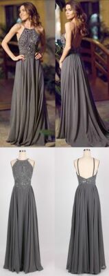 gray chiffon halter dress Shop Gray Cheap Chiffon Halter Gray Hi-lo Sheath/Column Bridesmaid Dress Under 90