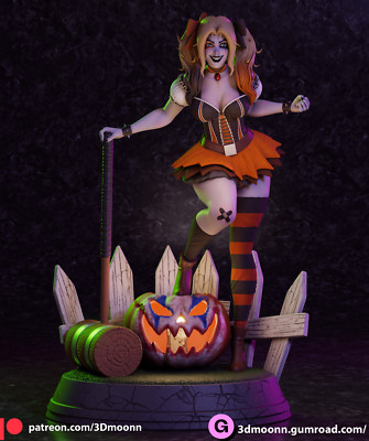 Harley Quinn Halloween, 3D Druck, Fan Art, sexy Pin-Up Figur, UNBEMALT