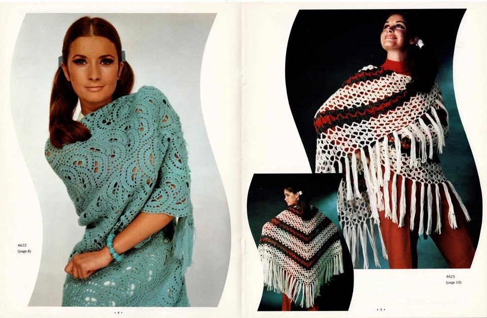 Shawls Shawl Crochet Knitting Pattern Leaflet Bear Brand 1970's VTG 6 Patterns - Image 3 of 4