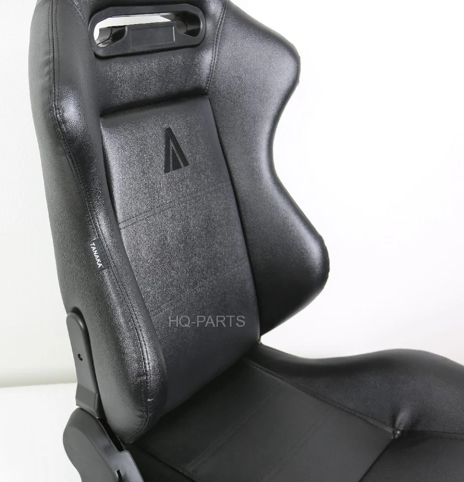 2 X TANAKA BLACK PVC LEATHER RACING SEATS RECLINABLE + SLIDERS FOR FORD RANGER - Image 2 of 4