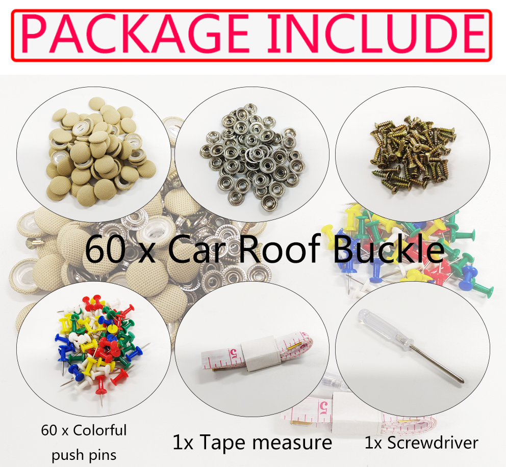 60Pcs Car Roof Liner Ceiling Kit Repair Buckle Sagging Headliner Pins
