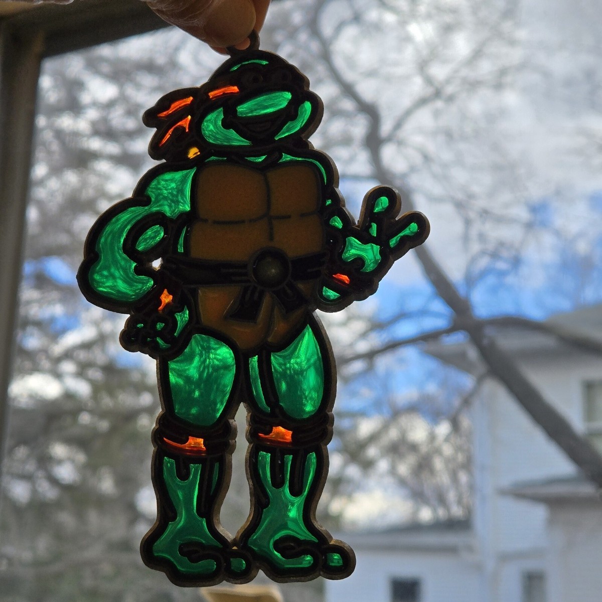Vintage TMNT Sun Catcher Stained Glass Teenage Mutant Ninja